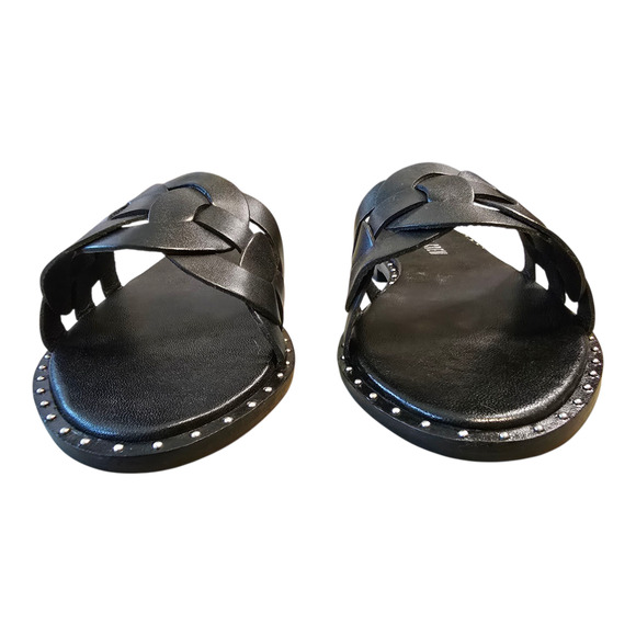 Chelsea Crew Tracy Studded Flats Womens Size 6 Black Open Toe Casual Office - Picture 5 of 11